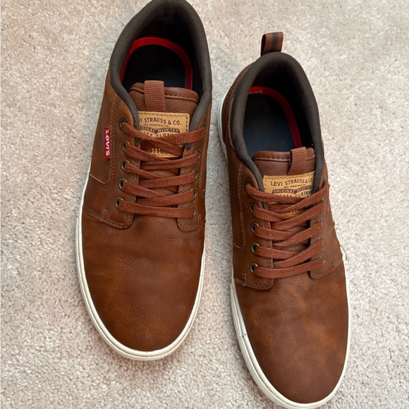 Levi's Other - Levi’s Brown Leather Sneakers Men’s Size 8.5 Casual Lace-Up Shoes